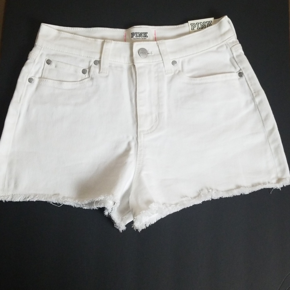 VICTORIA'S SECRET PINK White Cut Off Shorts